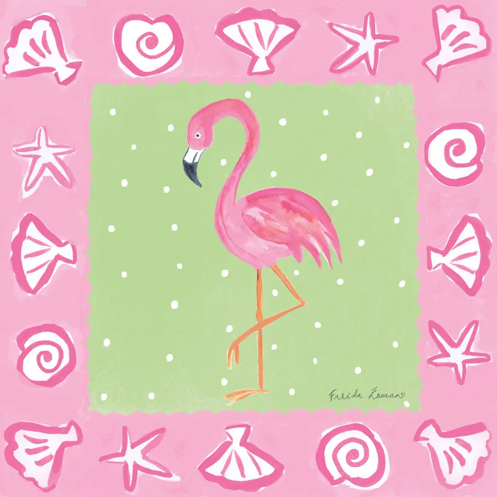 Flamingo Dance II by Farida Zaman. SKU 33097a. Archival Giclee Fine art print for wall decor.