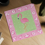 Flamingo Dance II by Farida Zaman. Shown as a detailed flat fine art print, highlighting archival giclee quality. Available as an archival giclee rolled canvas, fine art paper, or poster print. SKU 33097a.