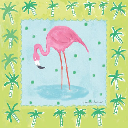 Flamingo Dance III by Farida Zaman. SKU 33098a. Archival Giclee Fine art print for wall decor.