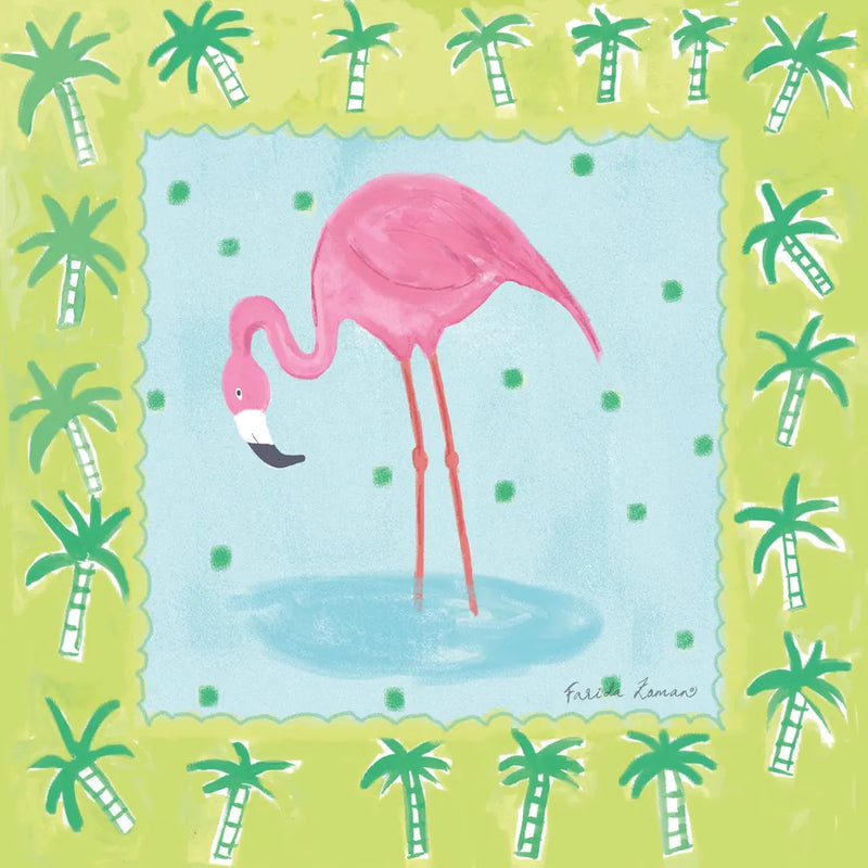 Flamingo Dance III by Farida Zaman. SKU 33098a. Archival Giclee Fine art print for wall decor.