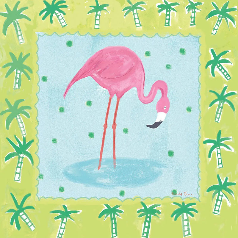 Flamingo Dance III v2 by Farida Zaman. SKU 34041a. Archival Giclee Fine art print for wall decor.