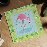 Flamingo Dance III v2 by Farida Zaman. Shown as a detailed flat fine art print, highlighting archival giclee quality. Available as an archival giclee rolled canvas, fine art paper, or poster print. SKU 34041a.