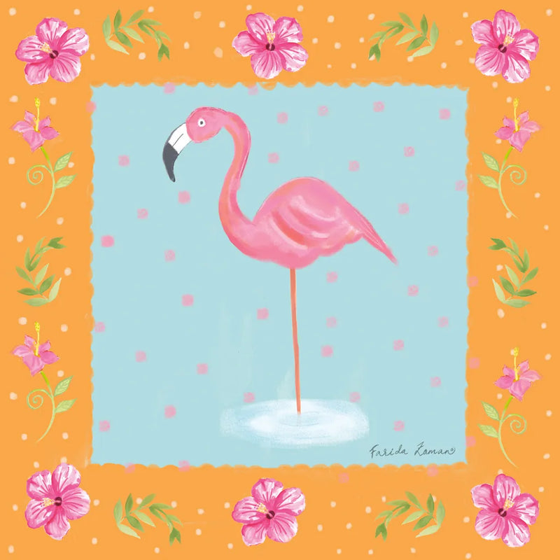 Flamingo Dance IV by Farida Zaman. SKU 33099a. Archival Giclee Fine art print for wall decor.