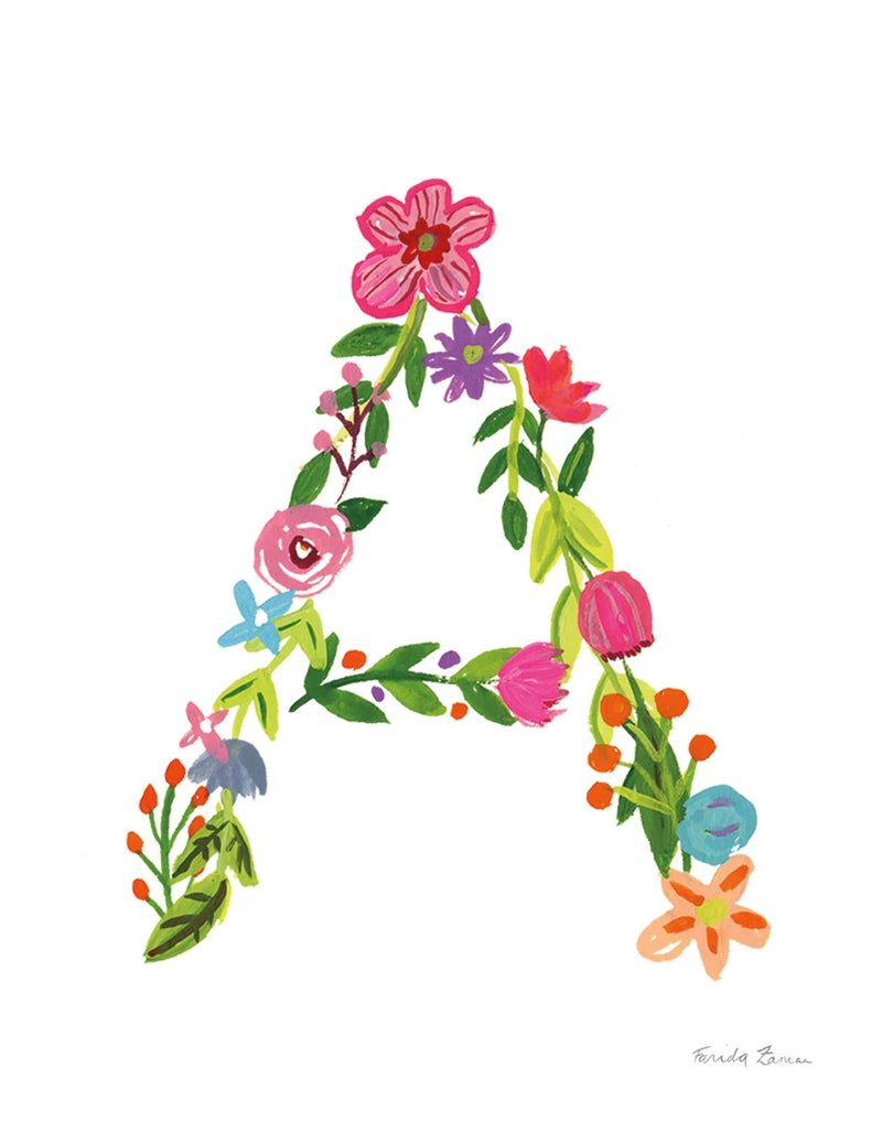 Floral Alphabet Letter I by Farida Zaman