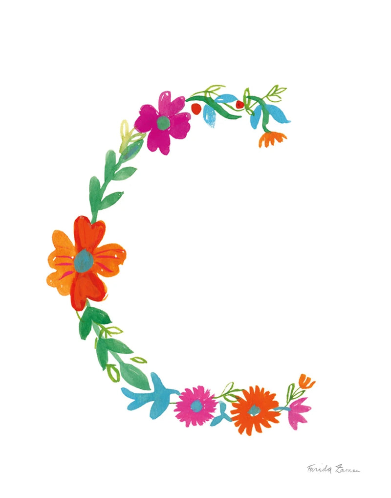 Floral Alphabet Letter III by Farida Zaman