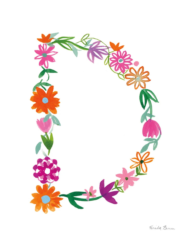 Floral Alphabet Letter IV by Farida Zaman