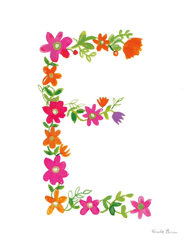 Floral Alphabet Letter V by Farida Zaman