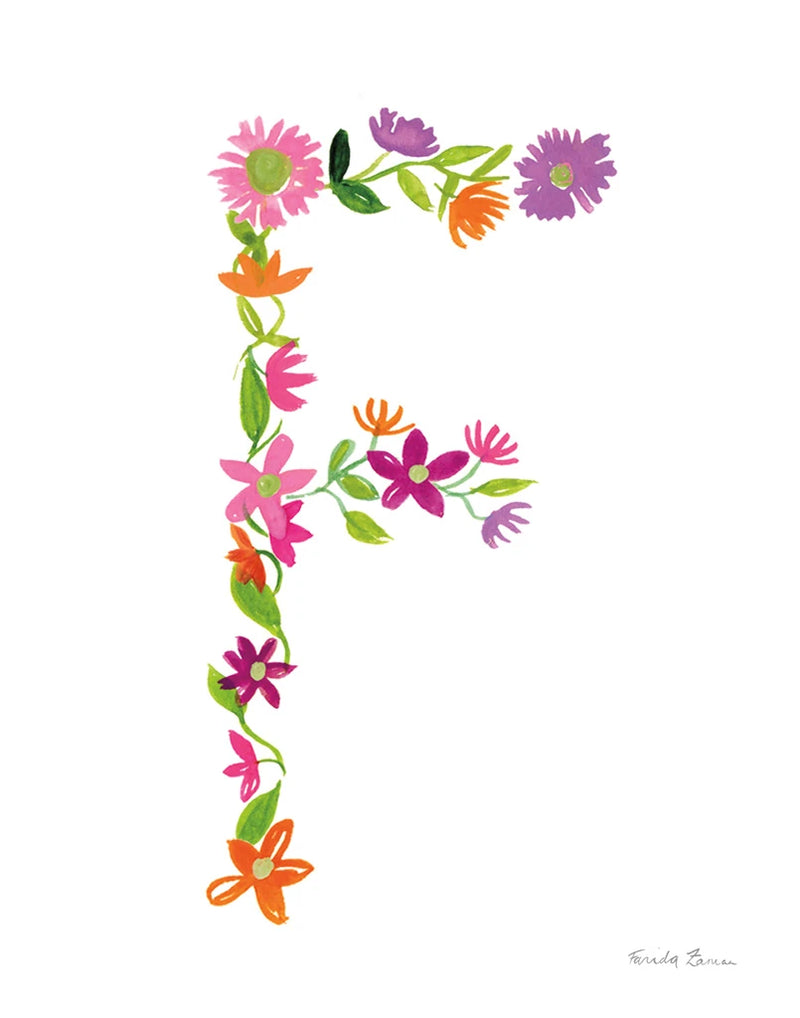 Floral Alphabet Letter VI by Farida Zaman
