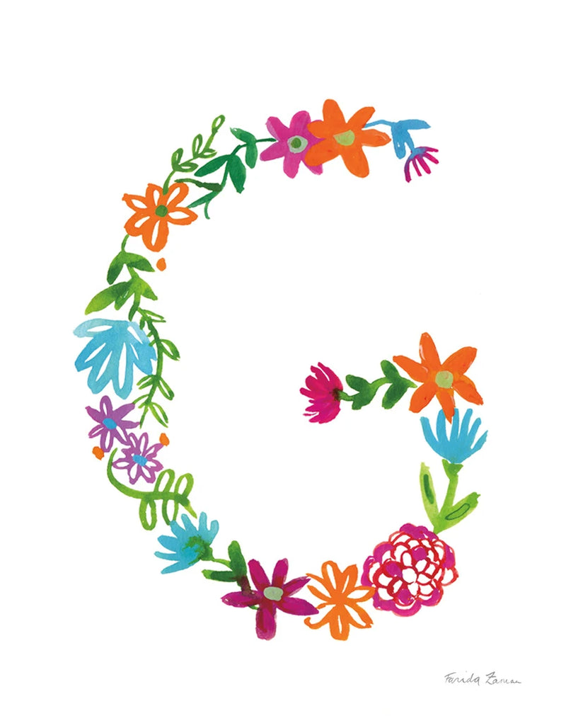Floral Alphabet Letter VII by Farida Zaman
