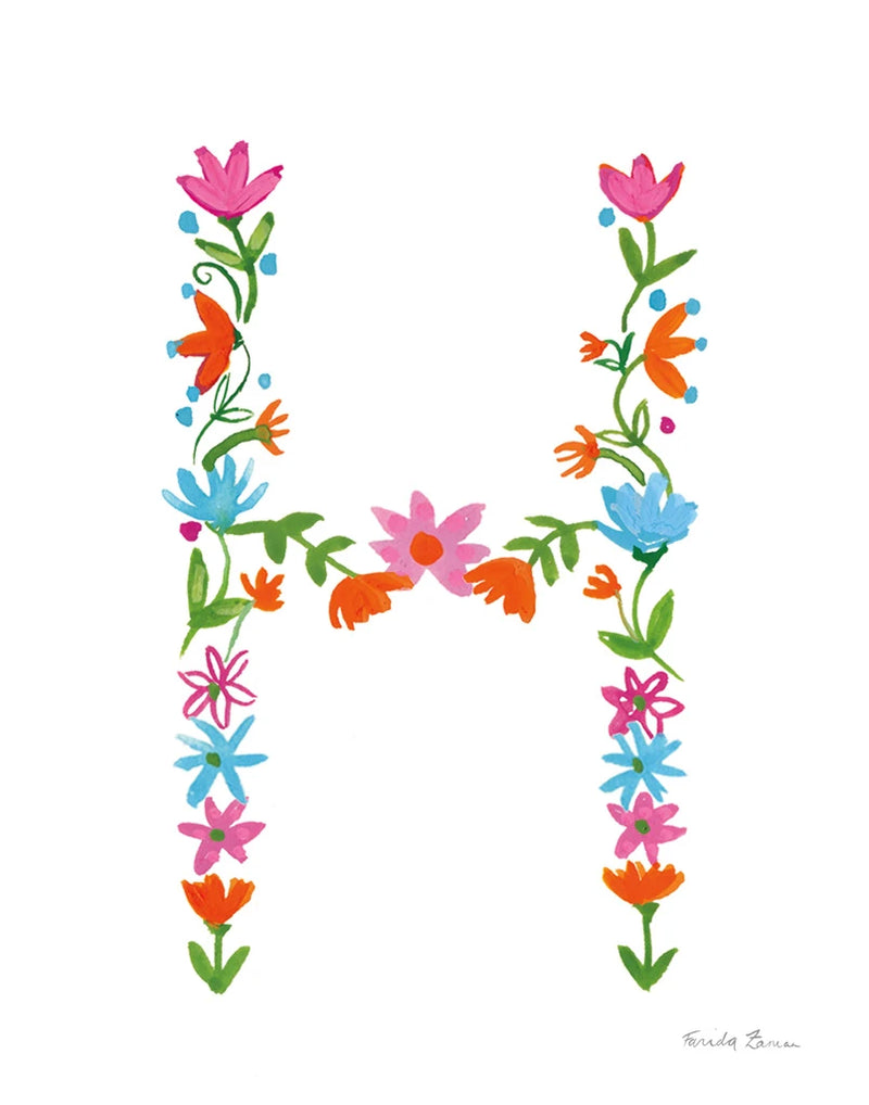 Floral Alphabet Letter VIII by Farida Zaman