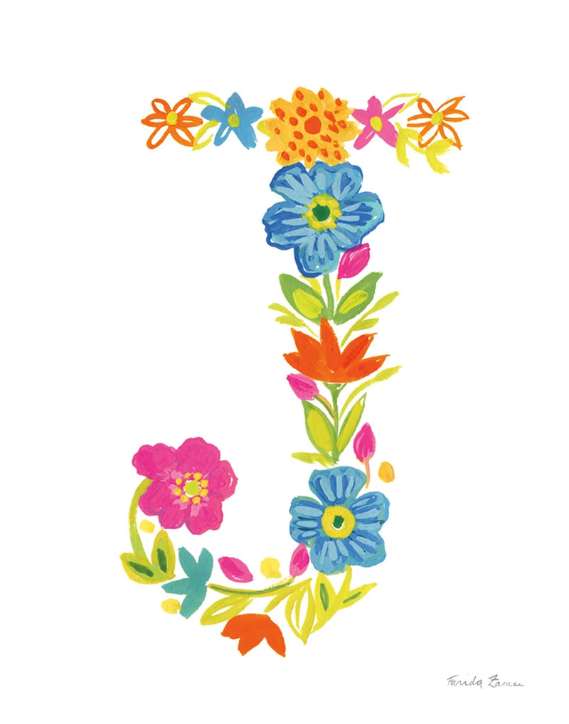 Floral Alphabet Letter X by Farida Zaman