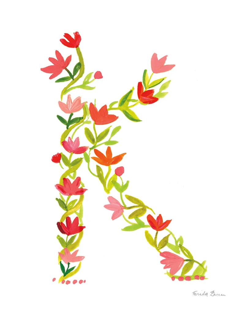 Floral Alphabet Letter XI by Farida Zaman