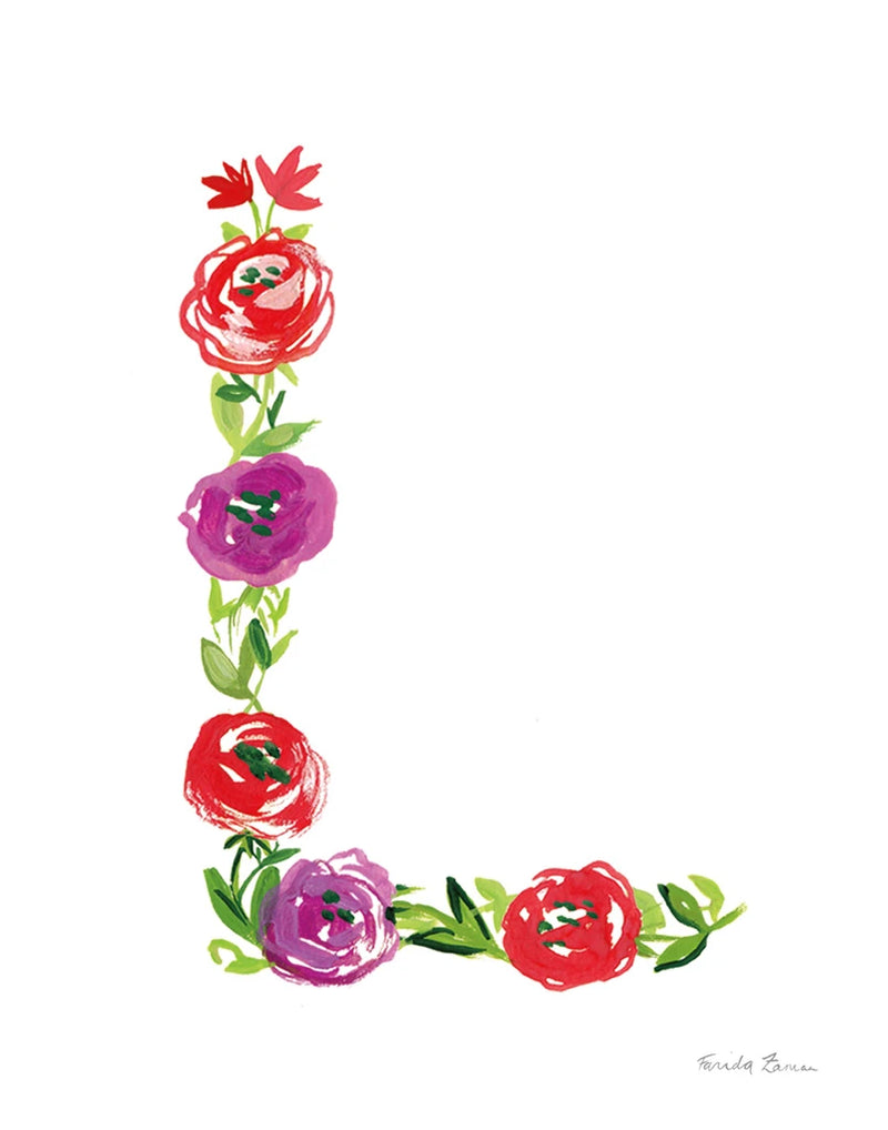 Floral Alphabet Letter XII by Farida Zaman