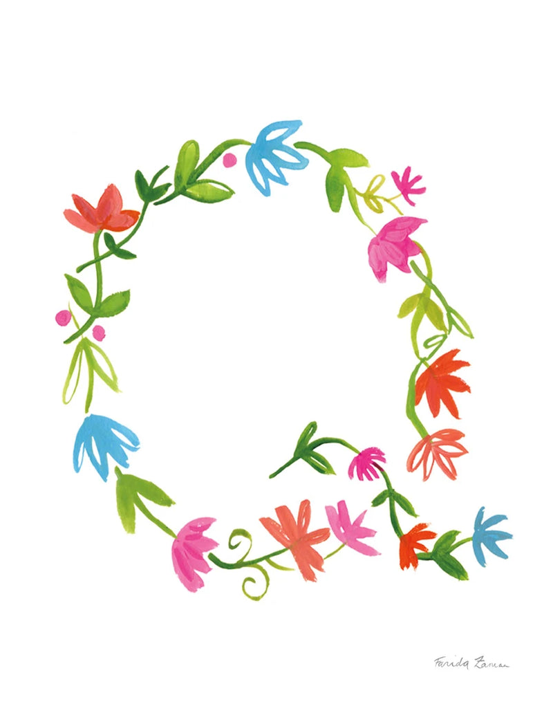 Floral Alphabet Letter XVII by Farida Zaman