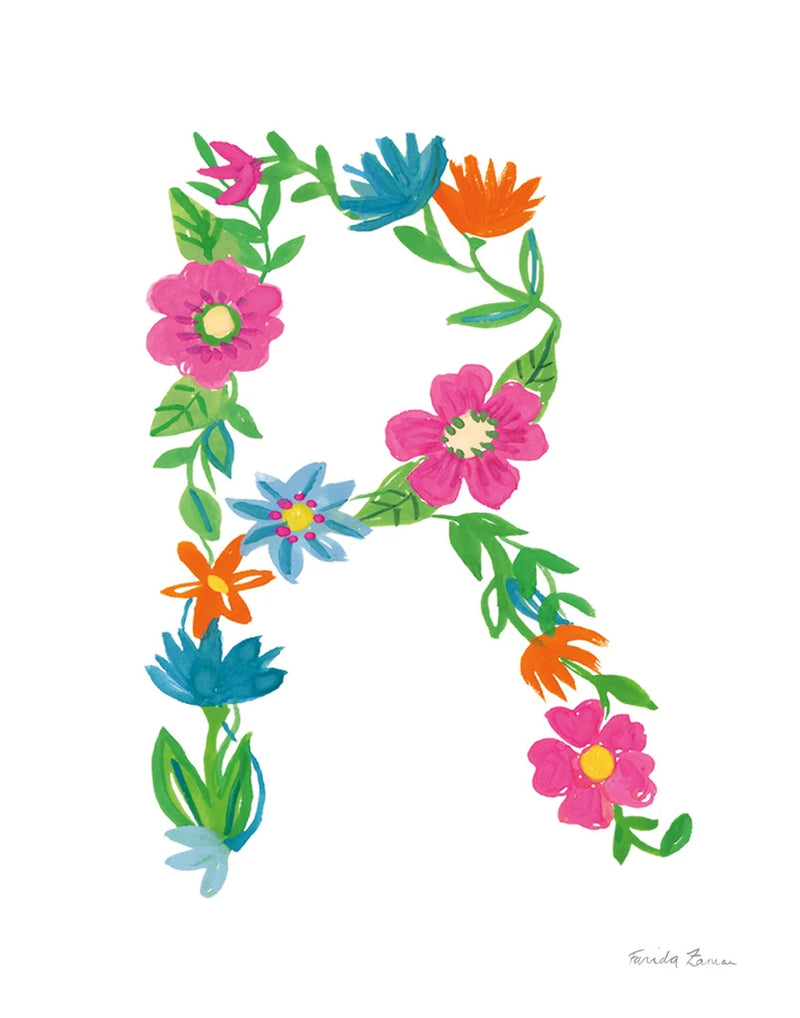 Floral Alphabet Letter XVIII by Farida Zaman