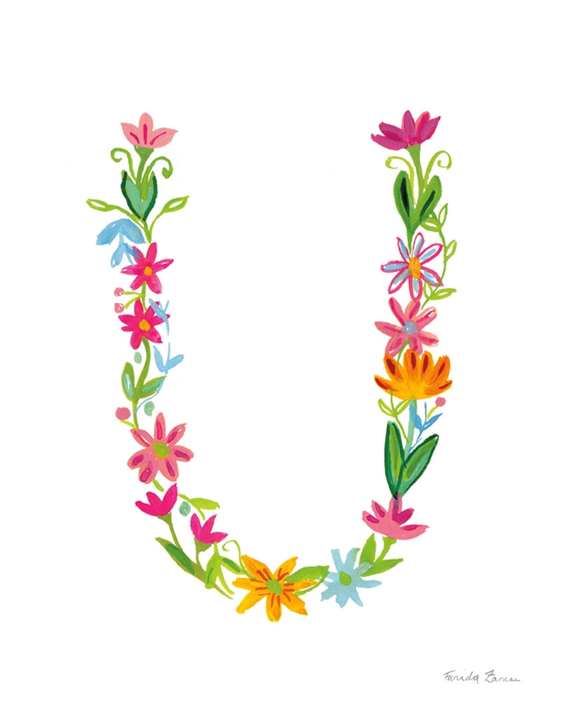 Floral Alphabet Letter XXI by Farida Zaman