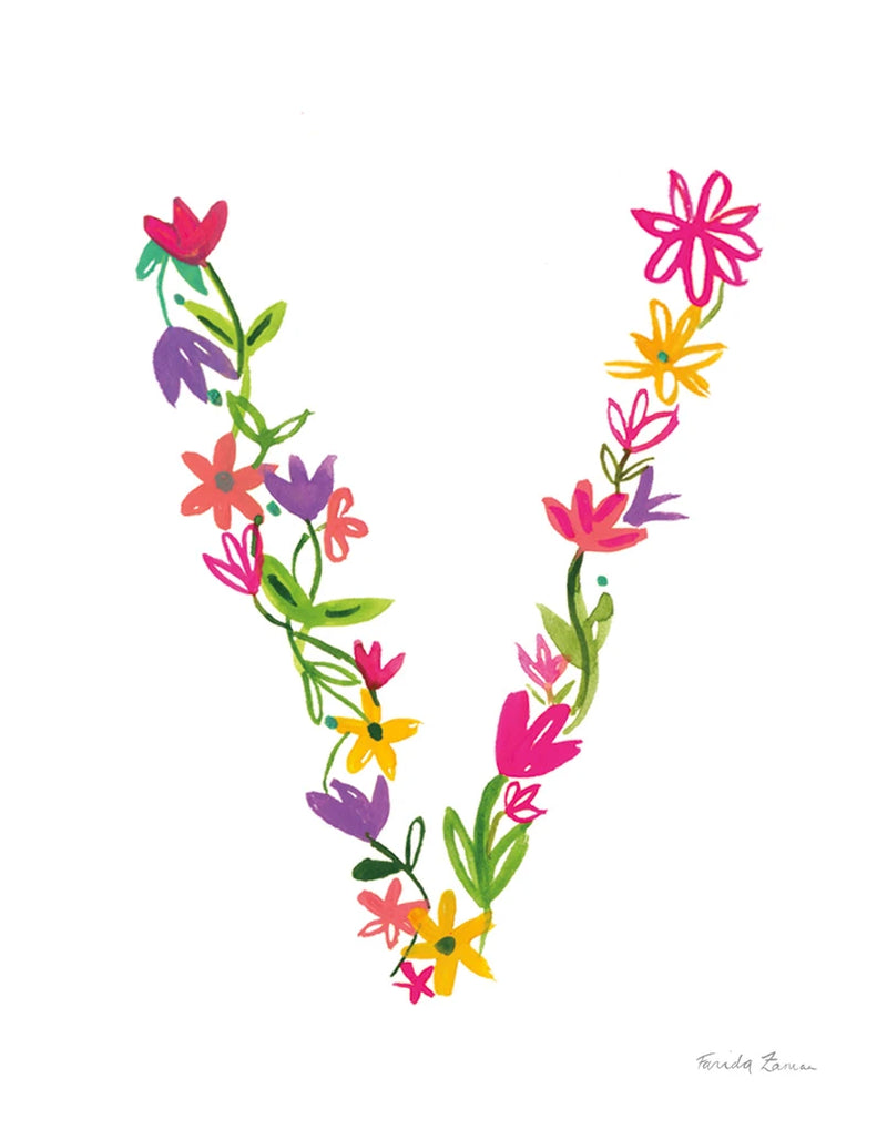 Floral Alphabet Letter XXII by Farida Zaman