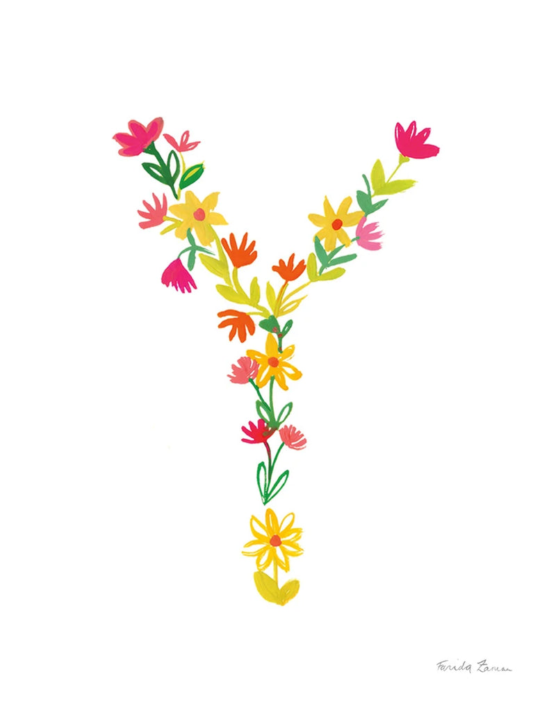 Floral Alphabet Letter XXV by Farida Zaman