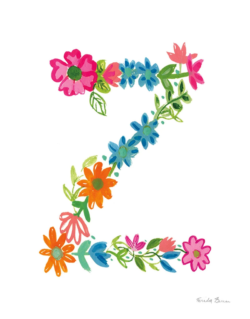 Floral Alphabet Letter XXVI by Farida Zaman