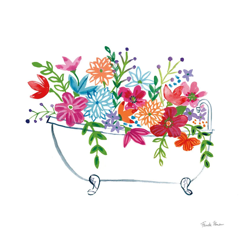 Floral Bathroom I  by Farida Zaman. SKU 57693a. Archival Giclee Fine art print for wall decor.