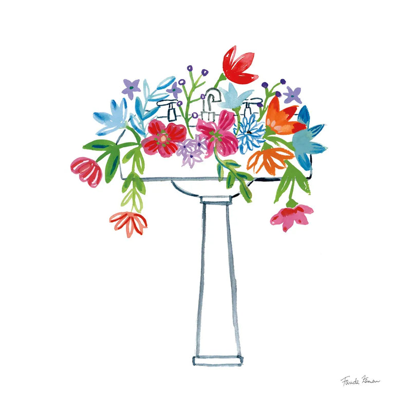 Floral Bathroom II by Farida Zaman. SKU 57694a. Archival Giclee Fine art print for wall decor.