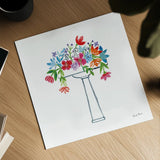 Floral Bathroom II by Farida Zaman. Shown as a detailed flat fine art print, highlighting archival giclee quality. Available as an archival giclee rolled canvas, fine art paper, or poster print. SKU 57694a.