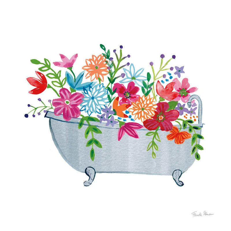 Floral Bathroom III by Farida Zaman. SKU 83400a. Archival Giclee Fine art print for wall decor.