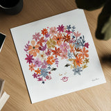 Floral Beauties I by Farida Zaman. Shown as a detailed flat fine art print, highlighting archival giclee quality. Available as an archival giclee rolled canvas, fine art paper, or poster print. SKU 64804a.