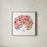 Floral Beauties I by Farida Zaman. Shown in a natural wood glass frame for a timeless modern aesthetic. Available as an archival giclee rolled canvas, fine art paper, or poster print. SKU 64804a.