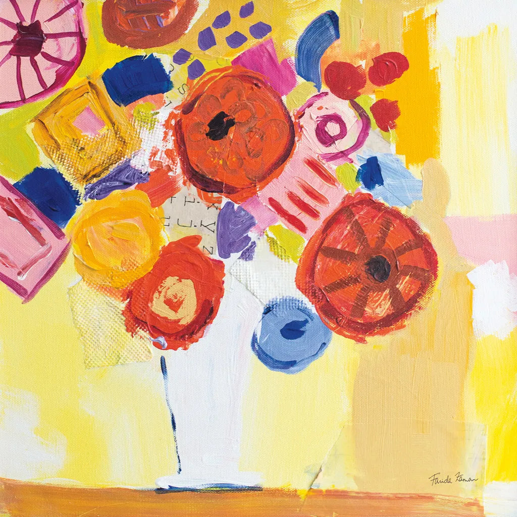 Floral Collage by Farida Zaman. SKU 60946a. Archival Giclee Fine art print for wall decor.