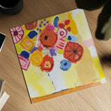 Floral Collage by Farida Zaman. Shown as a detailed flat fine art print, highlighting archival giclee quality. Available as an archival giclee rolled canvas, fine art paper, or poster print. SKU 60946a.
