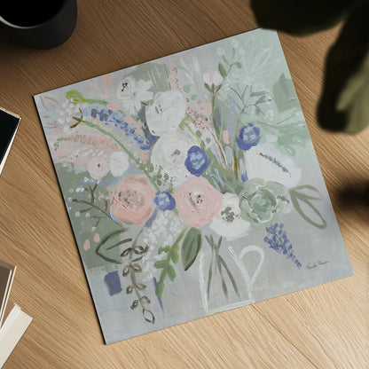 Floral Elegance by Farida Zaman. Shown as a detailed flat fine art print, highlighting archival giclee quality. Available as an archival giclee rolled canvas, fine art paper, or poster print. SKU 54346a.