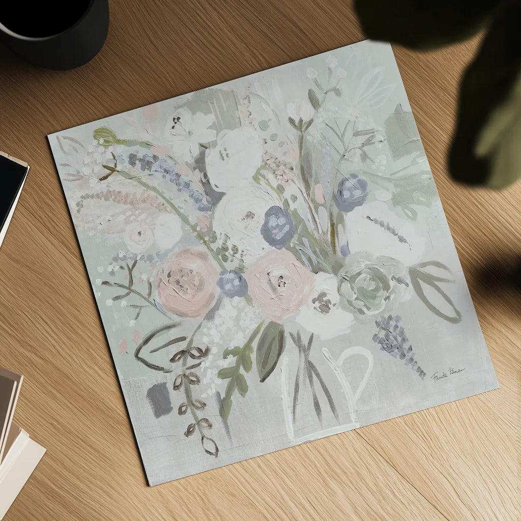 Floral Elegance Bleached by Farida Zaman. Shown as a detailed flat fine art print, highlighting archival giclee quality. Available as an archival giclee rolled canvas, fine art paper, or poster print. SKU 60293a.