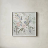 Floral Elegance Bleached by Farida Zaman. Shown in a crisp white glass frame for a clean and minimalist style. Available as an archival giclee rolled canvas, fine art paper, or poster print. SKU 60293a.