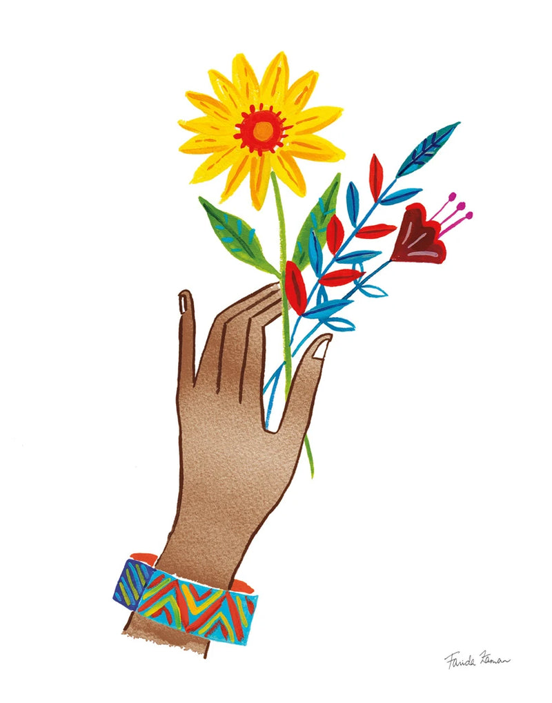 Floral Hand IV No Design Tan by Farida Zaman