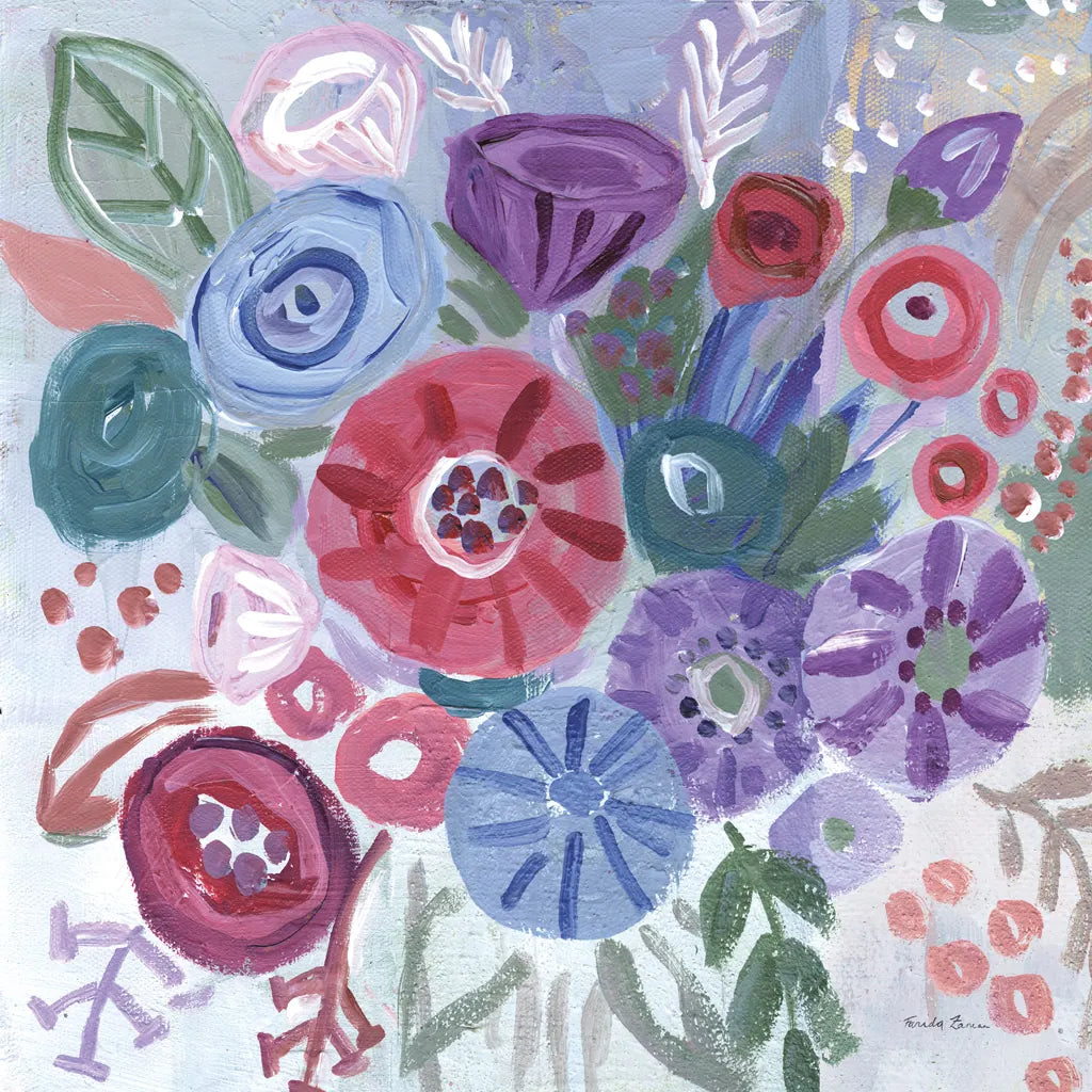 Floral Jewels I by Farida Zaman. SKU 37182a. Archival Giclee Fine art print for wall decor.