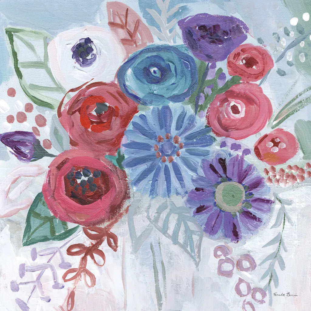 Floral Jewels II by Farida Zaman. SKU 37183a. Archival Giclee Fine art print for wall decor.