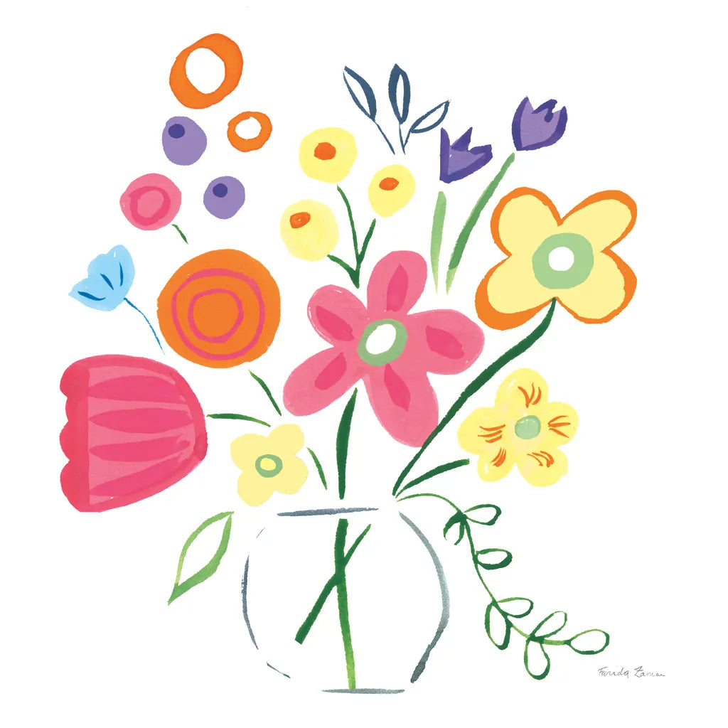 Floral Medley III by Farida Zaman. SKU 33093a. Archival Giclee Fine art print for wall decor.