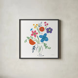 Floral Medley IV by Farida Zaman. Shown in a sleek black glass frame for a contemporary gallery look. Available as an archival giclee rolled canvas, fine art paper, or poster print. SKU 33094a.