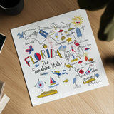 Florida by Farida Zaman. Shown as a detailed flat fine art print, highlighting archival giclee quality. Available as an archival giclee rolled canvas, fine art paper, or poster print. SKU 63970a.