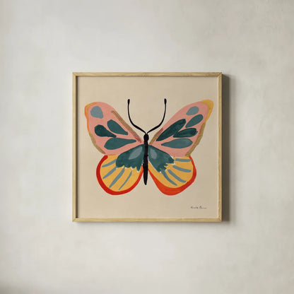Fluttering I by Farida Zaman. Shown in a natural wood glass frame for a timeless modern aesthetic. Available as an archival giclee rolled canvas, fine art paper, or poster print. SKU 92739a.