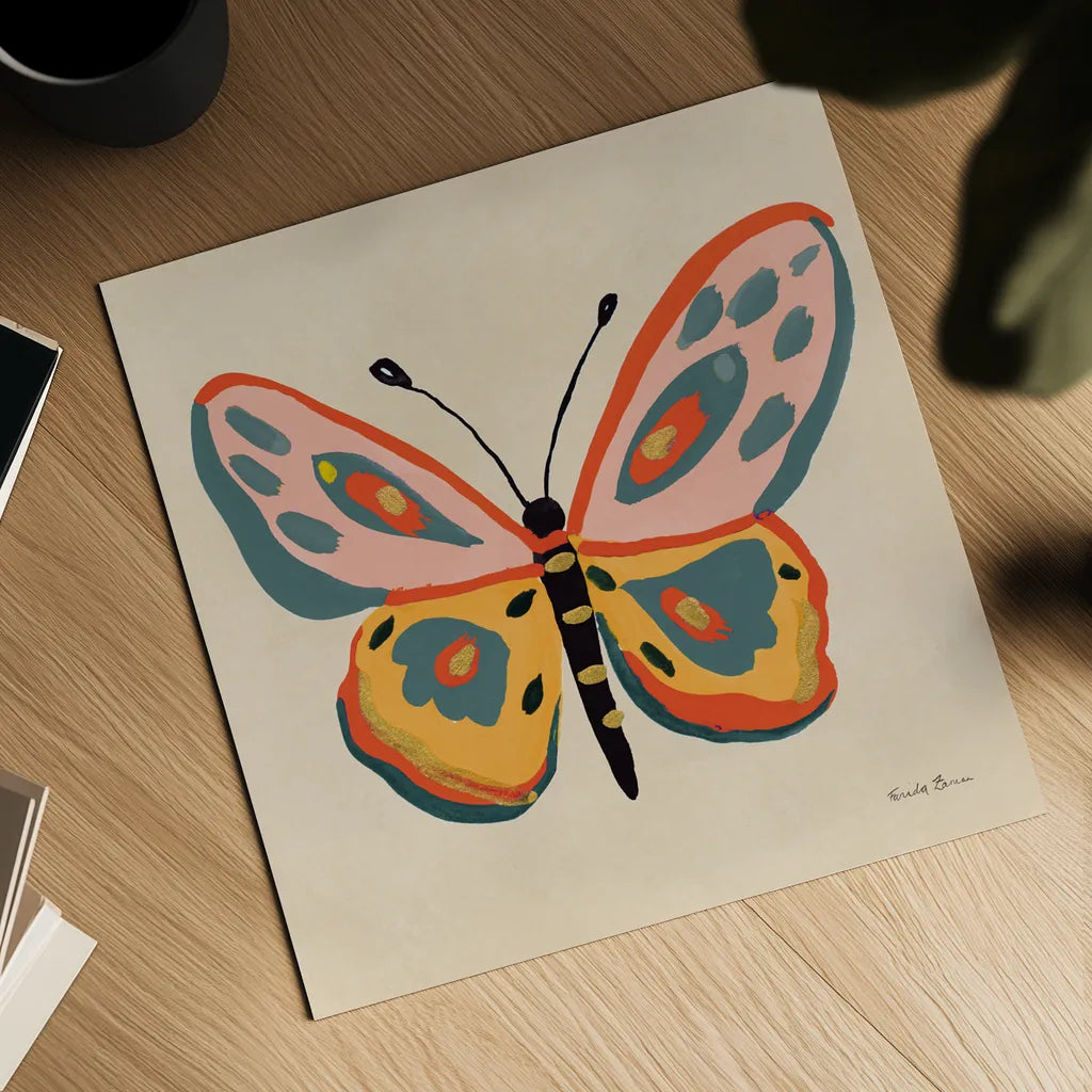 Fluttering II by Farida Zaman. Shown as a detailed flat fine art print, highlighting archival giclee quality. Available as an archival giclee rolled canvas, fine art paper, or poster print. SKU 92740a.