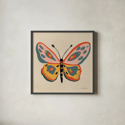 Fluttering II by Farida Zaman. Shown in a sleek black glass frame for a contemporary gallery look. Available as an archival giclee rolled canvas, fine art paper, or poster print. SKU 92740a.