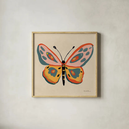 Fluttering II by Farida Zaman. Shown in a natural wood glass frame for a timeless modern aesthetic. Available as an archival giclee rolled canvas, fine art paper, or poster print. SKU 92740a.
