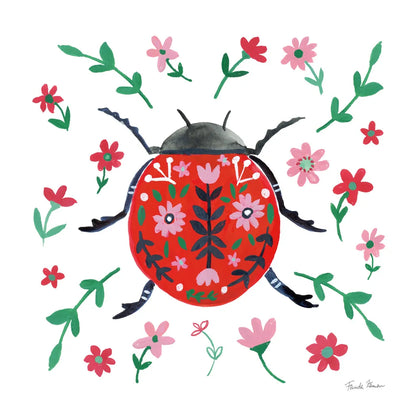 Folk Beetle I by Farida Zaman. SKU 71999a. Archival Giclee Fine art print for wall decor.