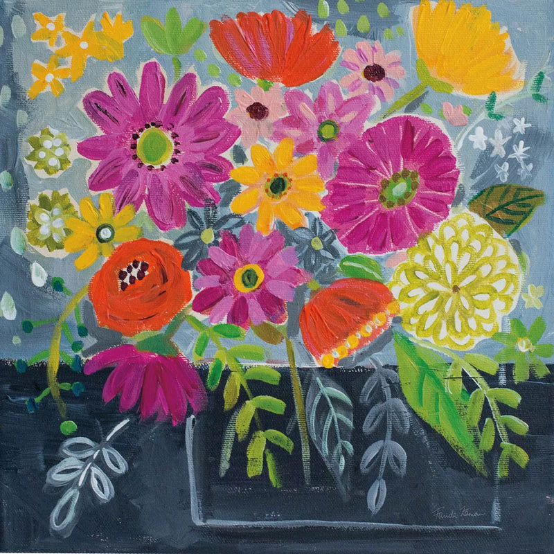 Folk Floral I by Farida Zaman. SKU 38696a. Archival Giclee Fine art print for wall decor.