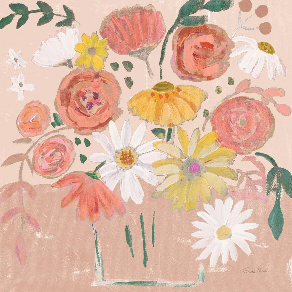 Folk Floral II Modern by Farida Zaman. SKU 53049a. Archival Giclee Fine art print for wall decor.