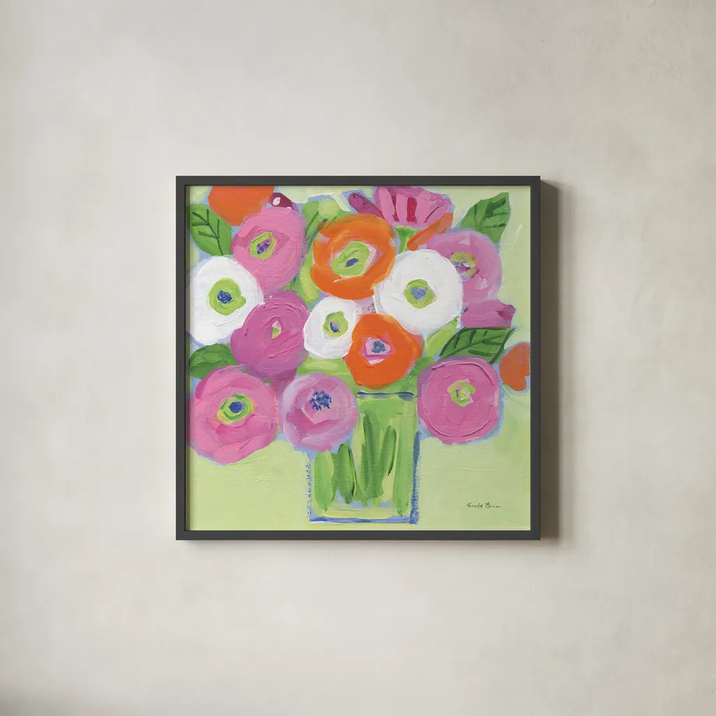For Her by Farida Zaman. Shown in a sleek black glass frame for a contemporary gallery look. Available as an archival giclee rolled canvas, fine art paper, or poster print. SKU 96319a.