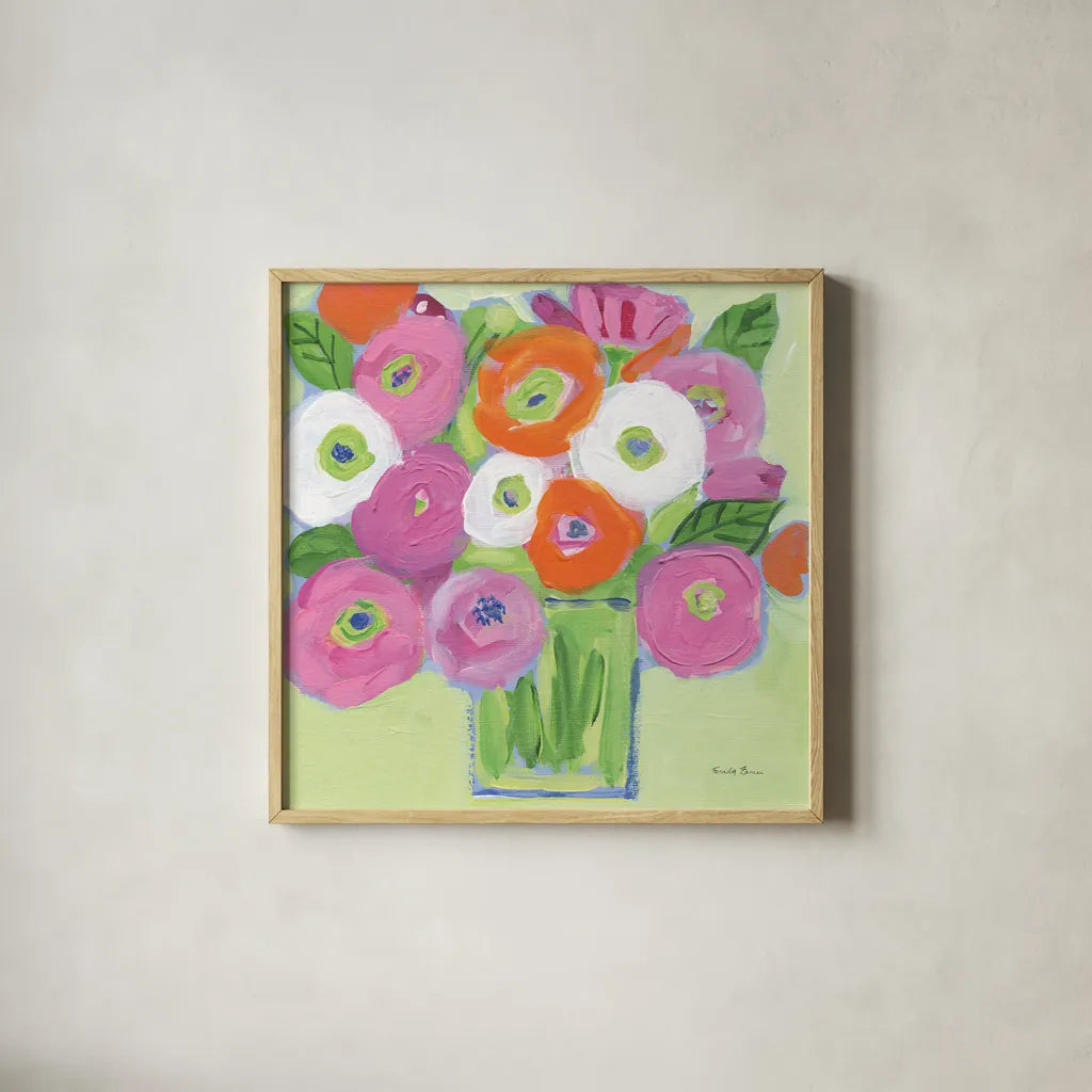 For Her by Farida Zaman. Shown in a natural wood glass frame for a timeless modern aesthetic. Available as an archival giclee rolled canvas, fine art paper, or poster print. SKU 96319a.