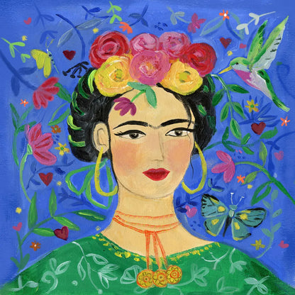 Frida Blue by Farida Zaman. SKU 68892a. Archival Giclee Fine art print for wall decor.